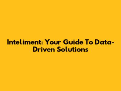 Inteliment: Your Guide To Data-Driven Solutions
