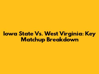 Iowa State Vs. West Virginia: Key Matchup Breakdown