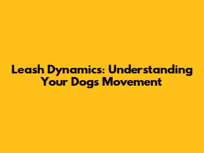 Leash Dynamics: Understanding Your Dog's Movement