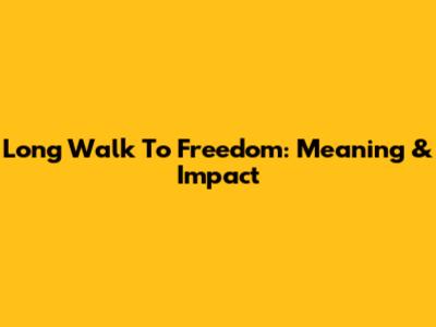 Long Walk To Freedom: Meaning & Impact