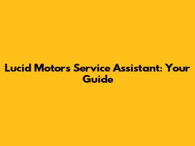 Lucid Motors Service Assistant: Your Guide