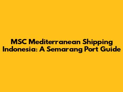 MSC Mediterranean Shipping Indonesia: A Semarang Port Guide