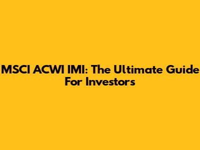 MSCI ACWI IMI: The Ultimate Guide For Investors