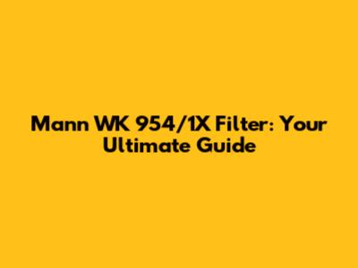 Mann WK 954/1X Filter: Your Ultimate Guide