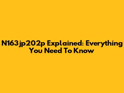 N163jp202p Explained: Everything You Need To Know