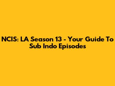 NCIS: LA Season 13 - Your Guide To Sub Indo Episodes