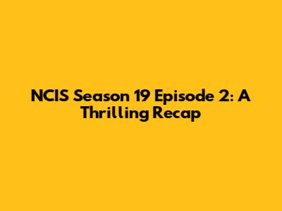 NCIS Season 19 Episode 2: A Thrilling Recap