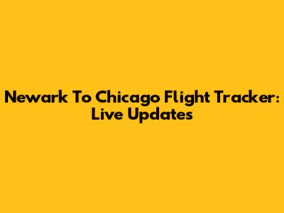 Newark To Chicago Flight Tracker: Live Updates