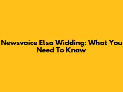 Newsvoice Elsa Widding: What You Need To Know