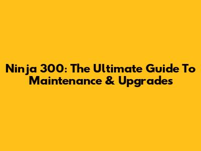 Ninja 300: The Ultimate Guide To Maintenance & Upgrades