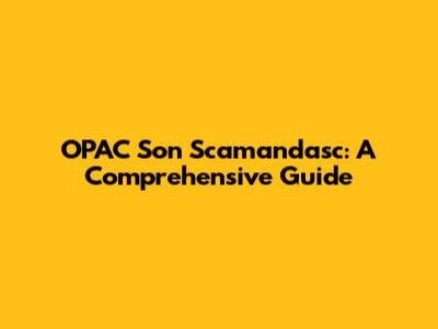 OPAC Son Scamandasc: A Comprehensive Guide