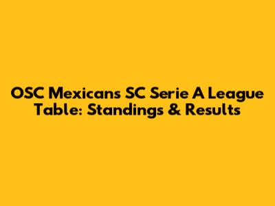 OSC Mexicans SC Serie A League Table: Standings & Results