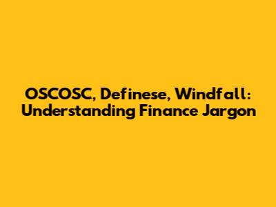 OSCOSC, Definese, Windfall: Understanding Finance Jargon