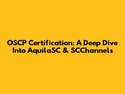 OSCP Certification: A Deep Dive Into AquilaSC & SCChannels