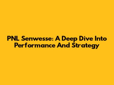 PNL Senwesse: A Deep Dive Into Performance And Strategy