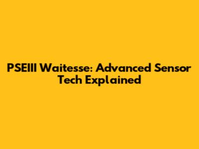 PSEIII Waitesse: Advanced Sensor Tech Explained