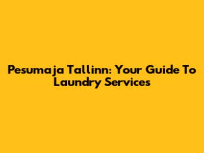 Pesumaja Tallinn: Your Guide To Laundry Services