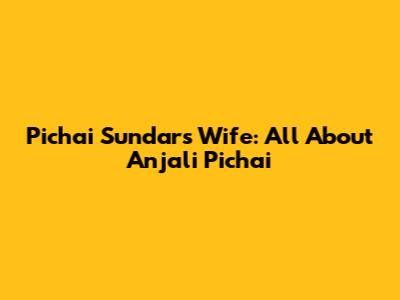 Pichai Sundar's Wife: All About Anjali Pichai