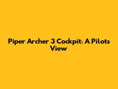 Piper Archer 3 Cockpit: A Pilot's View