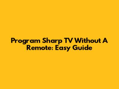 Program Sharp TV Without A Remote: Easy Guide