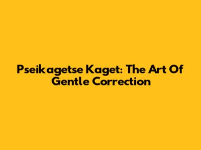 Pseikagetse Kaget: The Art Of Gentle Correction