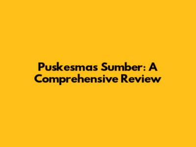 Puskesmas Sumber: A Comprehensive Review