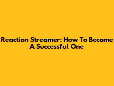 Reaction Streamer: How To Become A Successful One