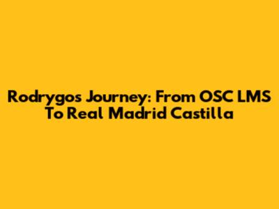 Rodrygo's Journey: From OSC LMS To Real Madrid Castilla