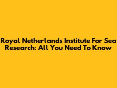 Royal Netherlands Institute For Sea Research: All You Need To Know