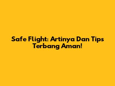 Safe Flight: Artinya Dan Tips Terbang Aman!