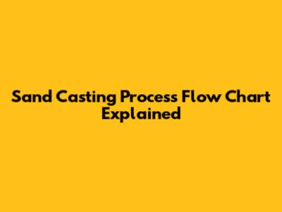 Sand Casting Process Flow Chart Explained