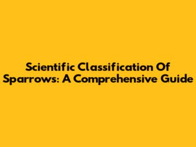 Scientific Classification Of Sparrows: A Comprehensive Guide
