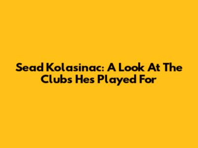 Sead Kolasinac: A Look At The Clubs He's Played For