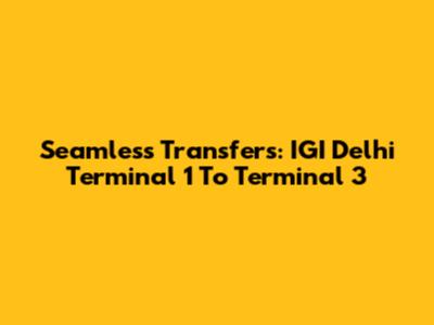Seamless Transfers: IGI Delhi Terminal 1 To Terminal 3