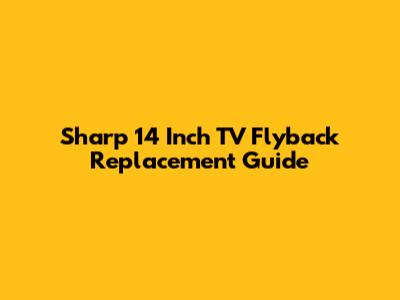 Sharp 14 Inch TV Flyback Replacement Guide