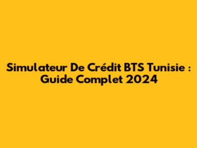 Simulateur De Crédit BTS Tunisie : Guide Complet 2024