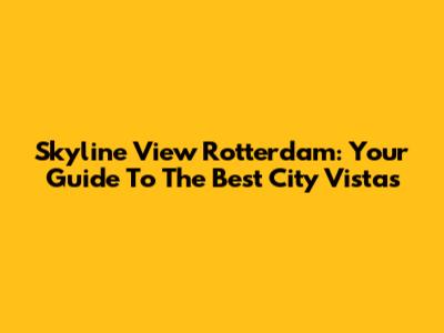 Skyline View Rotterdam: Your Guide To The Best City Vistas