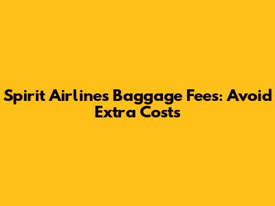 Spirit Airlines Baggage Fees: Avoid Extra Costs