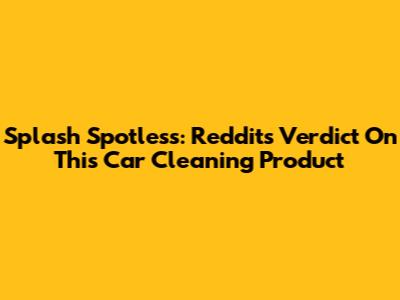 Splash Spotless: Reddit's Verdict On This Car Cleaning Product