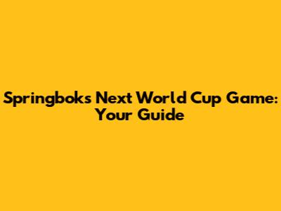 Springboks Next World Cup Game: Your Guide