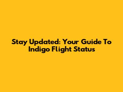 Stay Updated: Your Guide To Indigo Flight Status