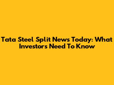 Tata Steel Split News Today: What Investors Need To Know