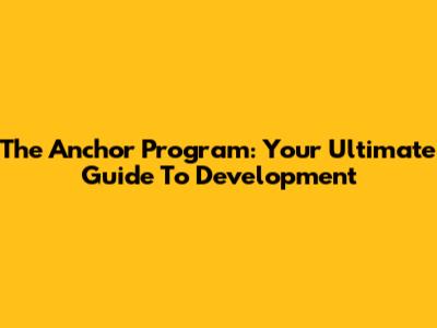 The Anchor Program: Your Ultimate Guide To Development