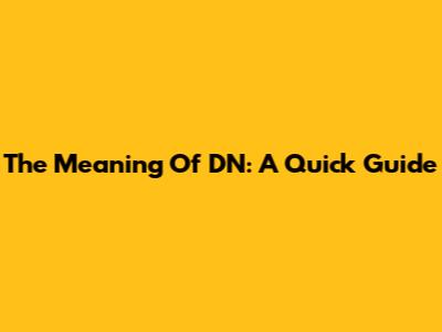 The Meaning Of DN: A Quick Guide