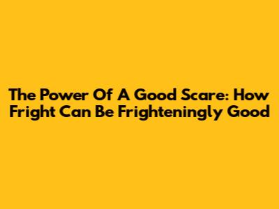 The Power Of A Good Scare: How Fright Can Be Frighteningly Good