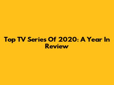 Top TV Series Of 2020: A Year In Review