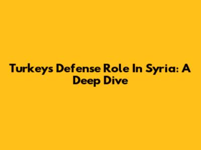 Turkey's Defense Role In Syria: A Deep Dive