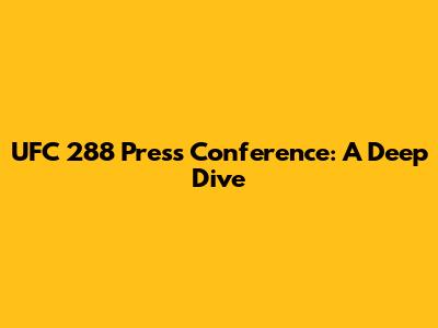 UFC 288 Press Conference: A Deep Dive