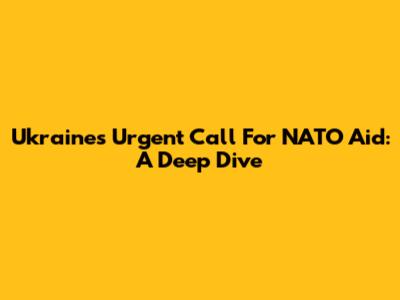 Ukraine's Urgent Call For NATO Aid: A Deep Dive