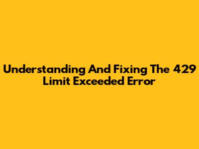 Understanding And Fixing The 429 Limit Exceeded Error